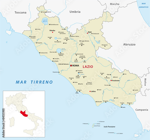 lazio map with outline map italy photo