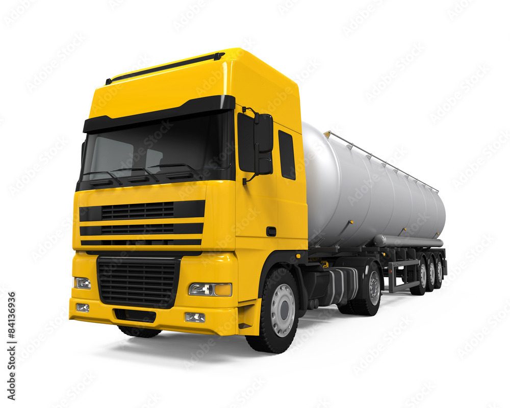 Yellow Fuel Tanker Truck