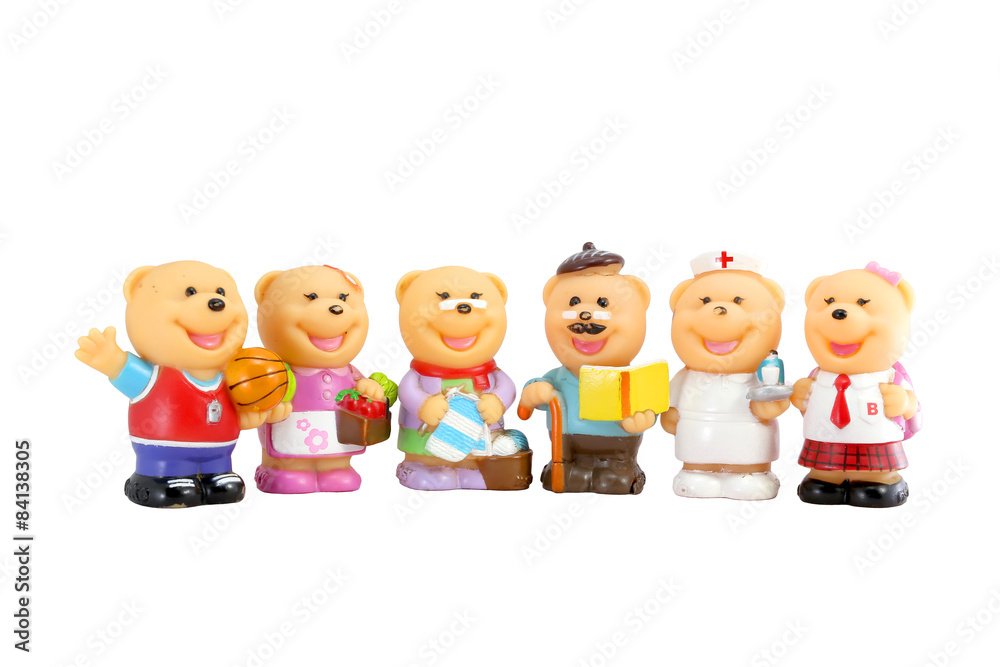 Bear various professions stand on a white background. Bear various professions stand on a white background.
