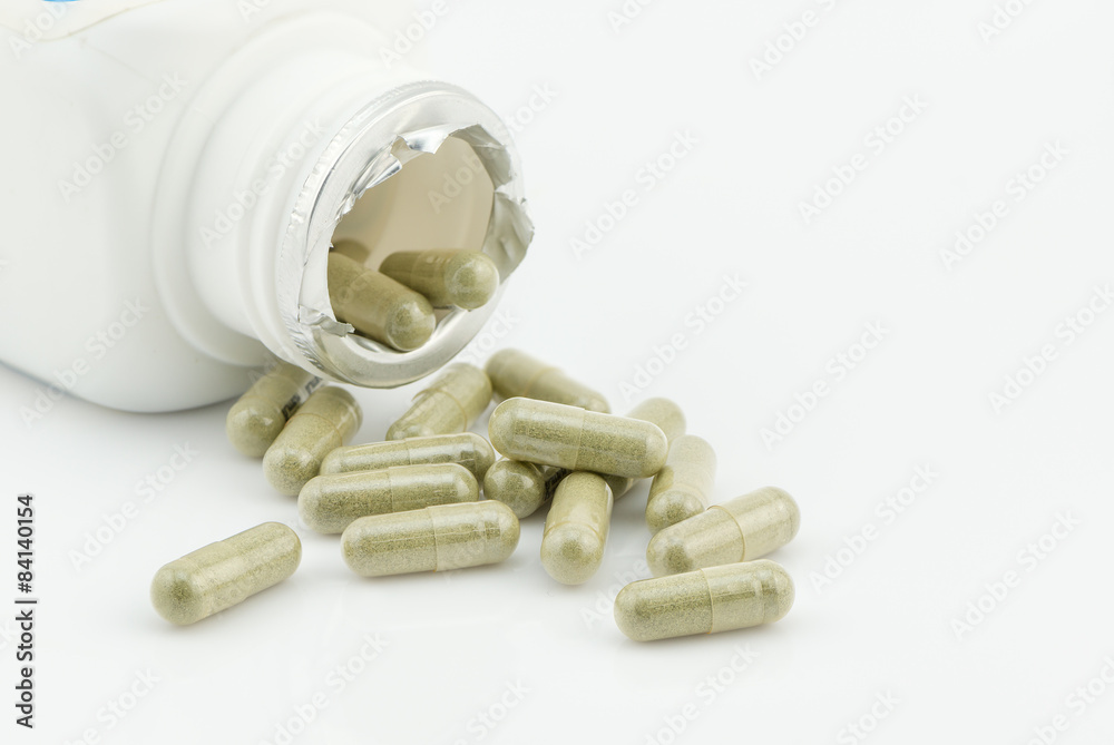 Kariyat herb Capsules isolated. Kariyat herb Capsules isolated.