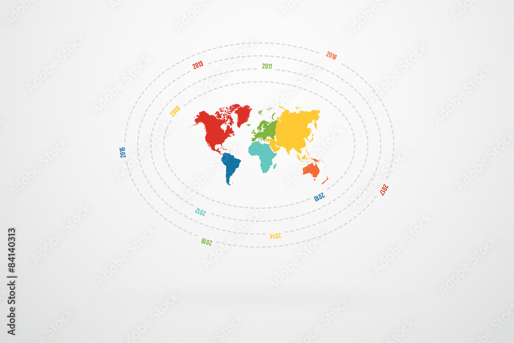 World Map Vector With Year Calendar Concept World Map Vector With Year Calendar Concept