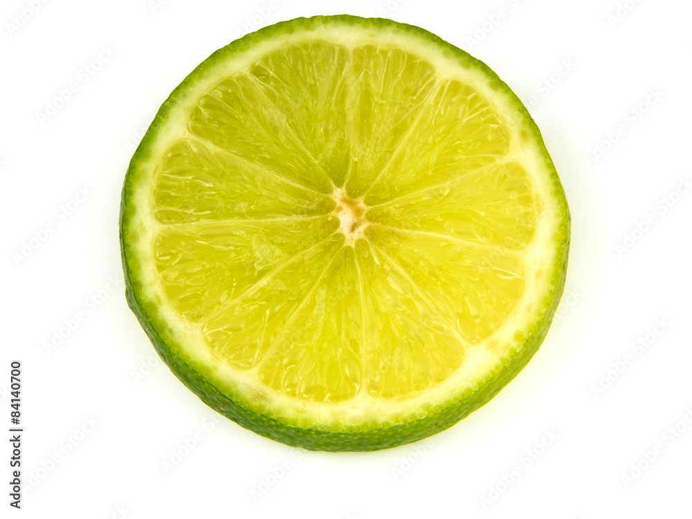 Fresh lime and slice, Isolated on white background Fresh lime and slice, Isolated on white background