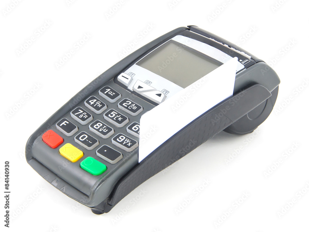 bank terminal and credit card isolated on white bank terminal and credit card isolated on white