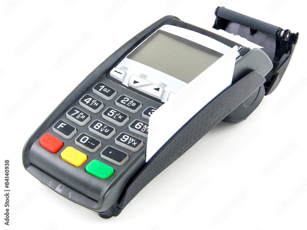 bank terminal and credit card isolated on white bank terminal and credit card isolated on white