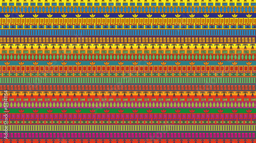 Stripes seamless pattern of egypt elements. 