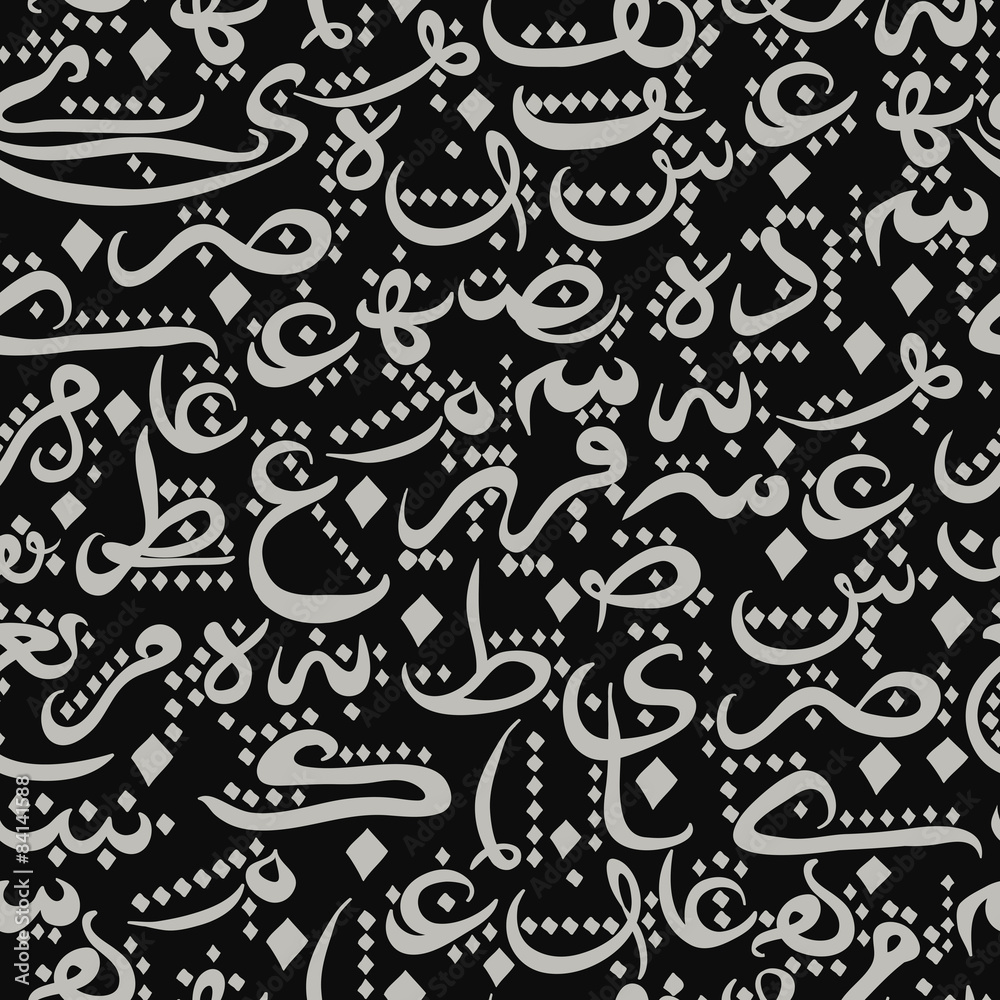 black and white seamless pattern ornament Arabic calligraphy black and white seamless pattern ornament Arabic calligraphy