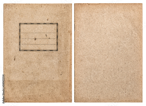 Old recycled paper book cover isolated on white background