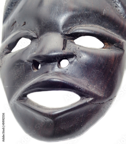 Black african masks, halloween mask, close up
