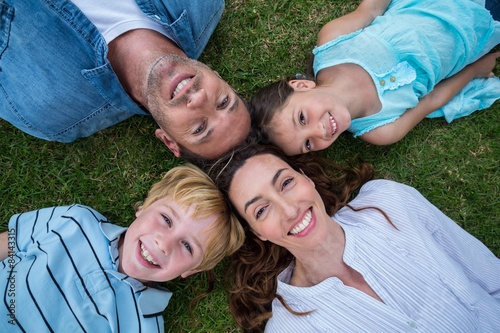 Happy family in the park together