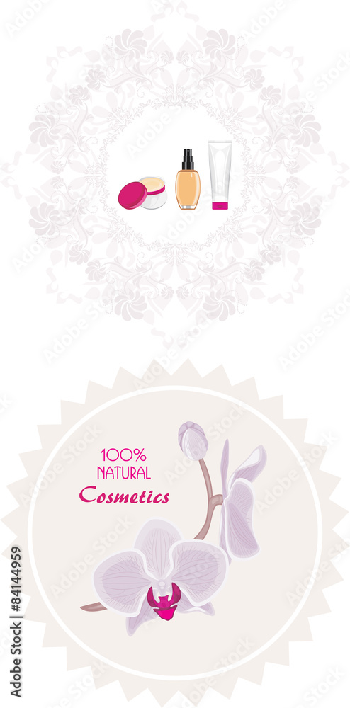 Natural cosmetics products. Labels Natural cosmetics products. Labels