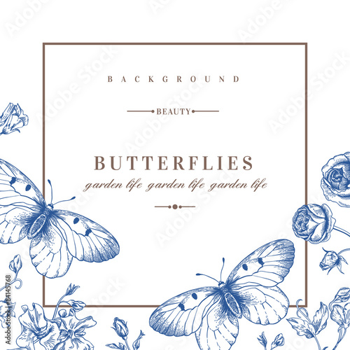 Card with butterflies and flowers.