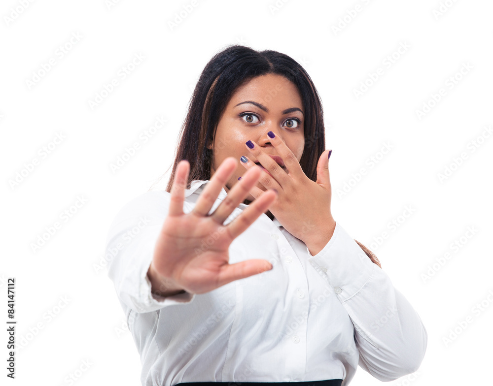 African businesswoman making stop sign African businesswoman making stop sign