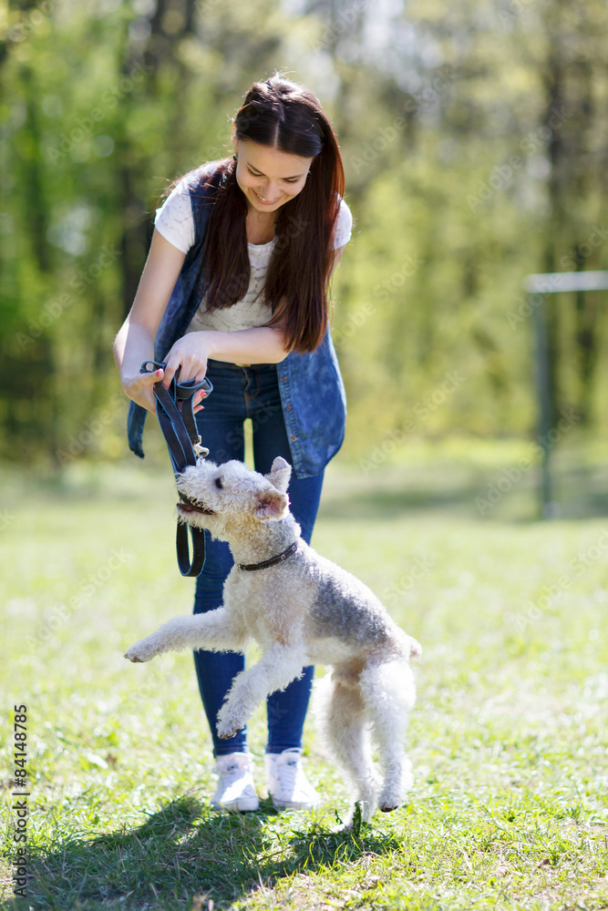 portrait of Beautiful young girl with her dogs portrait of Beautiful young girl with her dogs
