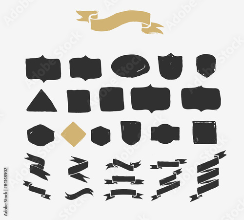 Hand drawn ribbons, icons and elements