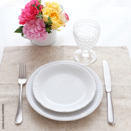 Place setting with roses