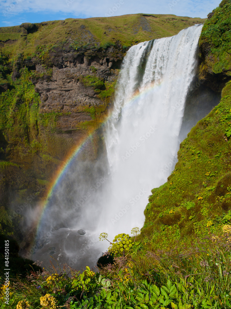 Fototapeta premium Skogafoss waterfall with rainbow