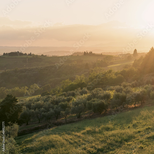 Landscape and sunset. Tuscany, Italy