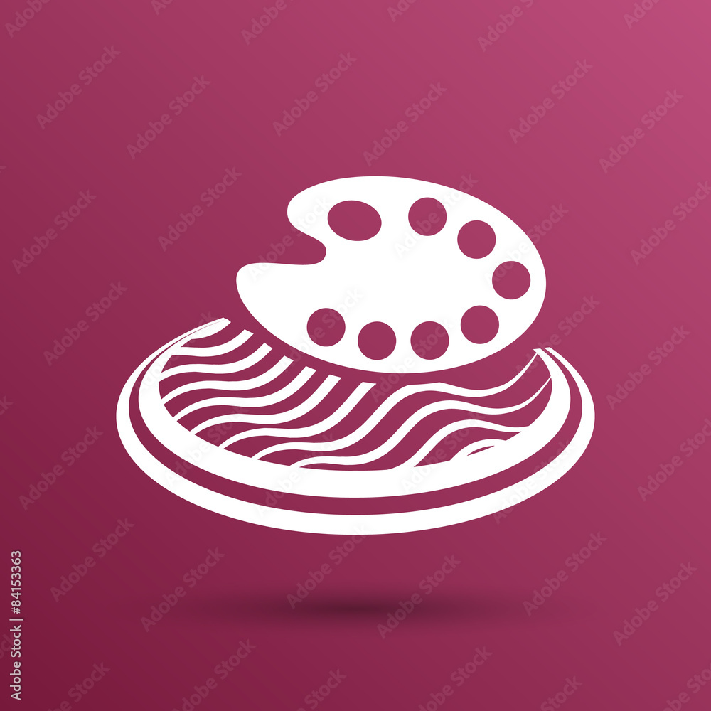 Paint brush with palette icon. Flat design style. Paint brush with palette icon. Flat design style.