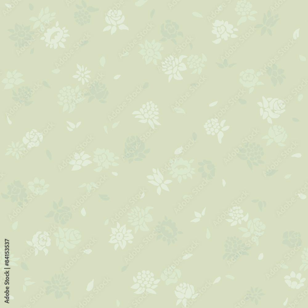 Pastel Khaki floral pattern light green cotton print