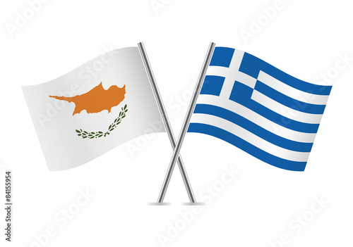 Obraz na płótnie Greece and Cyprus flags. Vector illustration.