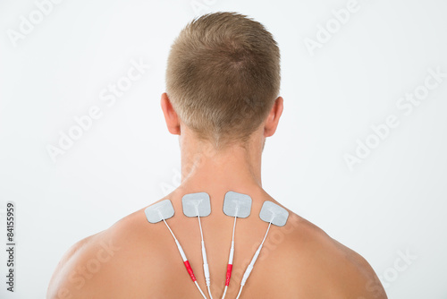 Man With Electrodes On Neck