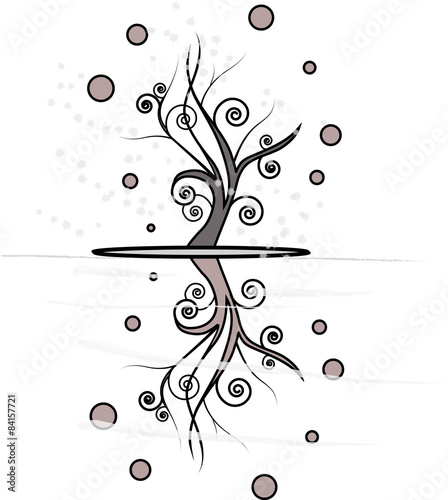 A stylized tree on a mirror