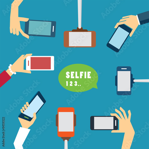 taking a selfie photo flat design