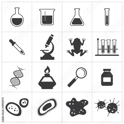 chemistry and biology icon set