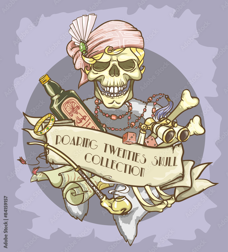 Obraz premium Roaring Twenties Skull label