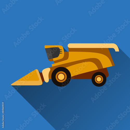 Combine harvester flat icon