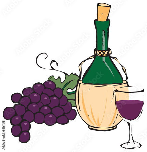 Hand drawn vector illustration of chianti wine 