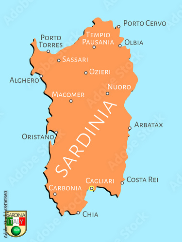 Map of Italian isle of Sardinia