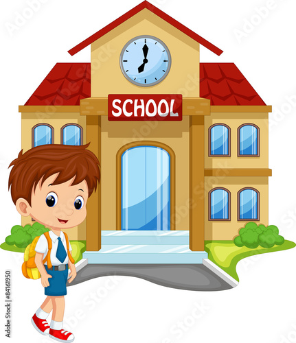 Little boy going to school