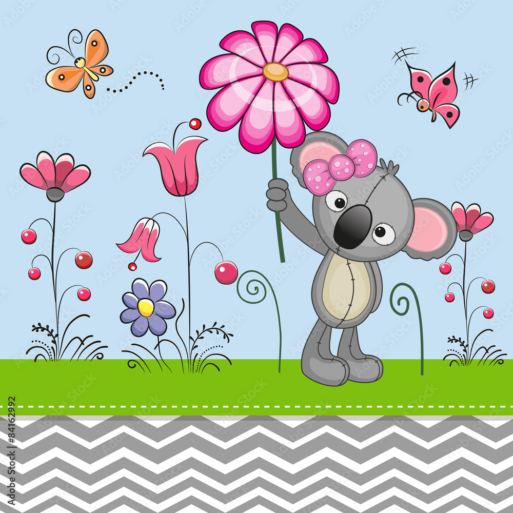 Fototapeta premium Cute Koala with a Flower