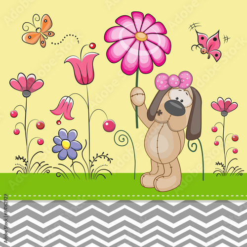 Cute Dog with a Flower