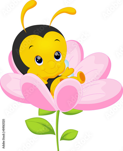 Cute little bee on sunflower