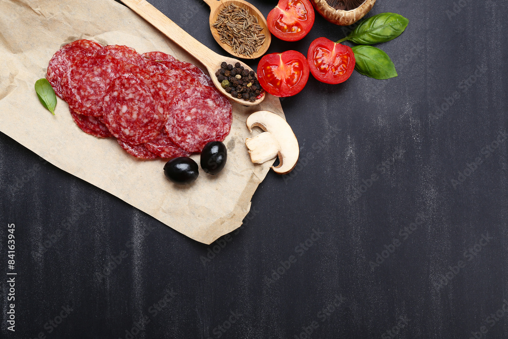 Food ingredients for cooking on wooden background