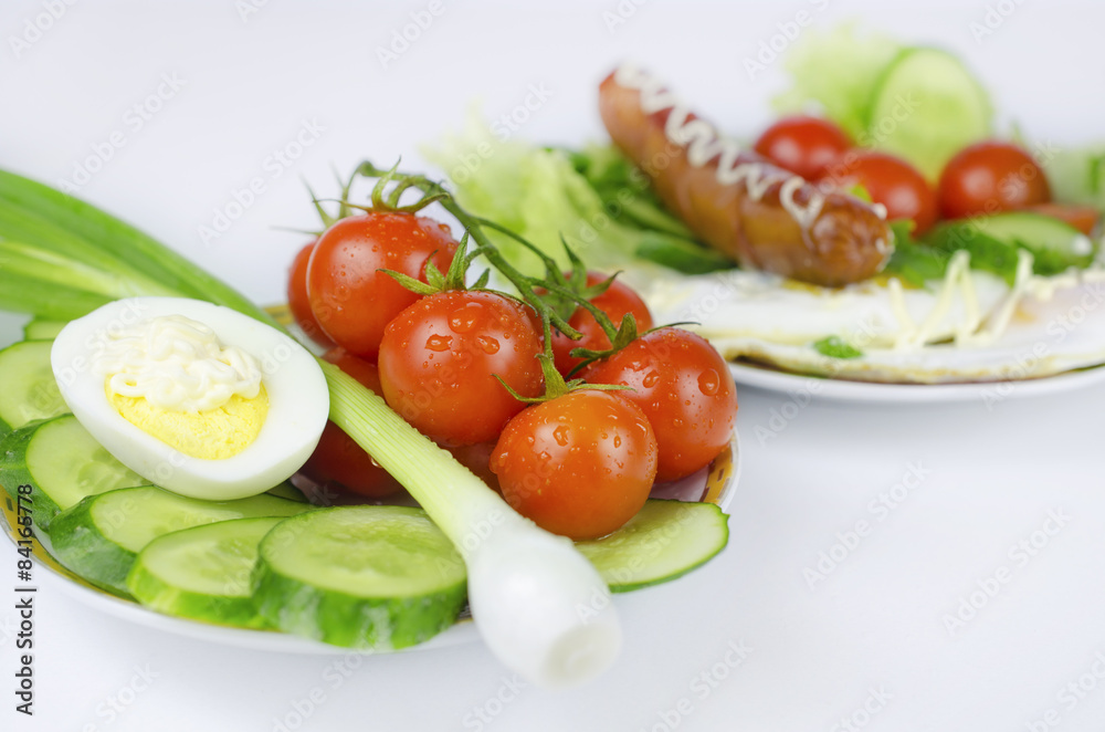 Still life of vegetables in plate Still life of vegetables in plate