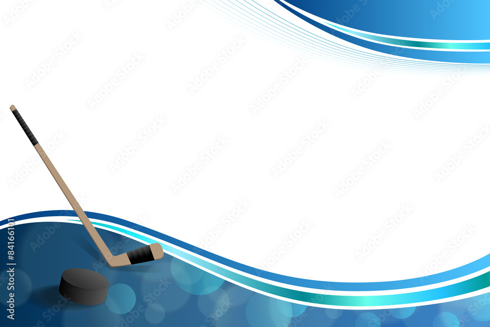 Fototapeta premium Background abstract hockey blue ice puck frame 