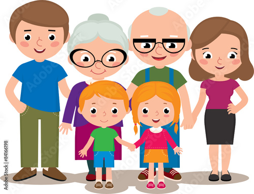 Family group portrait parents grandparents and children