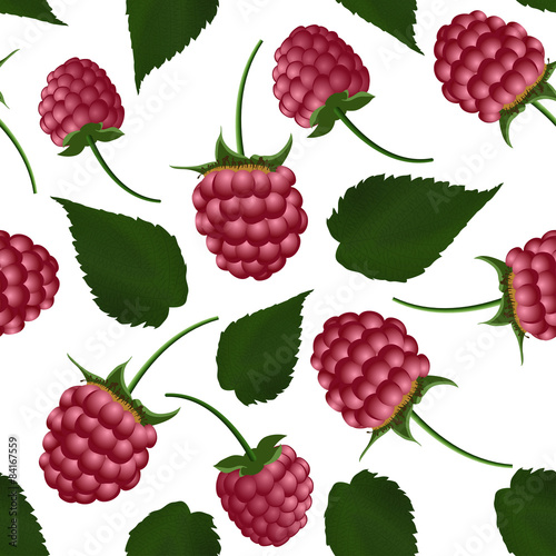 Fresh raspberry seamless pattern