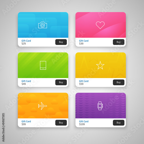 Vector Colorful Gift Cards with prices