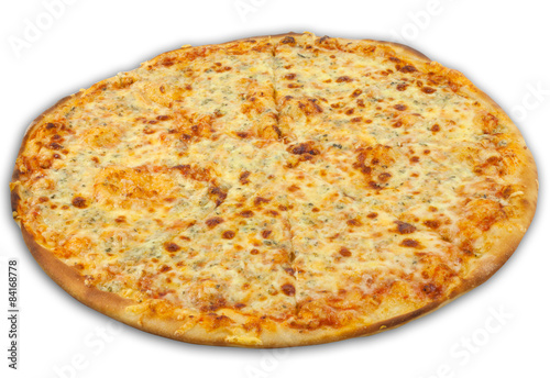 Cheese pizza on white background