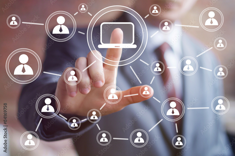 Business button media connection computer virtual sign Business button media connection computer virtual sign