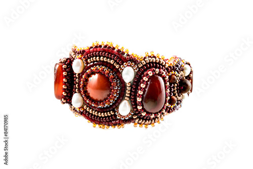Red bead bracelet with stones