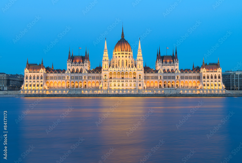 Budapest, Parliament building at night