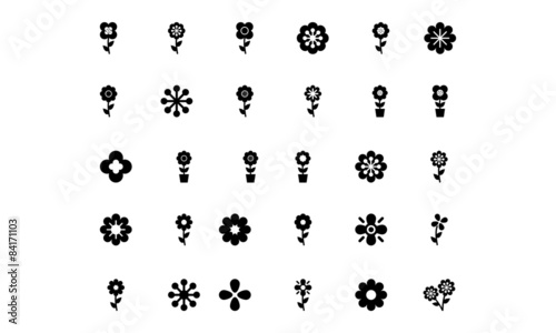 Fototapeta Naklejka Na Ścianę i Meble -  Flowers or Floral Vector Icons 3
