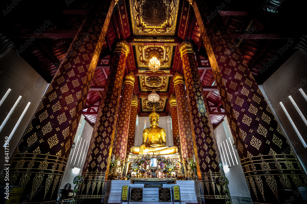 An ancient Buddha Statue in Wat Nah Phramen Chapel Buddhist temp