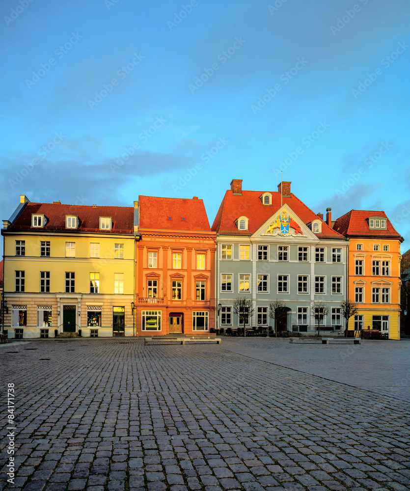 Stralsung in Germany, historical houses on the Market Square Stralsung in Germany, historical houses on the Market Square