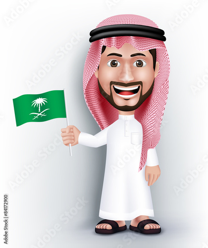 Realistic Smiling Handsome Saudi Arab Man Character in 3D